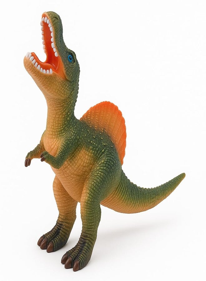 DTR Creation Spinosaurus Dinosaur Toy ? 33 cm Realistic Dino Figure, Green with Orange Fin, Soft Rubber Prehistoric Animal Model for Kids - Image 1